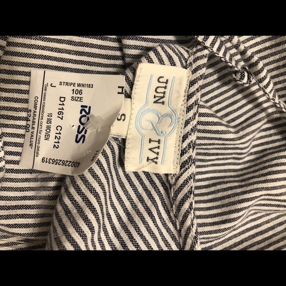 Jun & Ivy NWT Medium Blue white Top Striped Lace Spring coquette‎ office girly - Picture 7 of 8